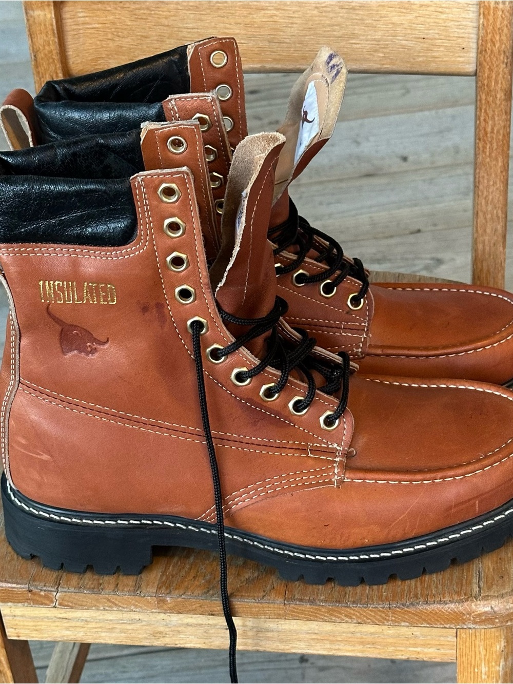TEXAS STEER Insulated Men's Lace-Up Work Boots in Chestnut Brown